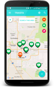 Map view and search Traista app lost and found